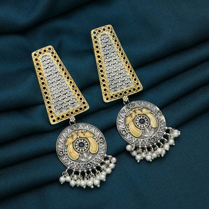 Silver Peacock Motif Earring