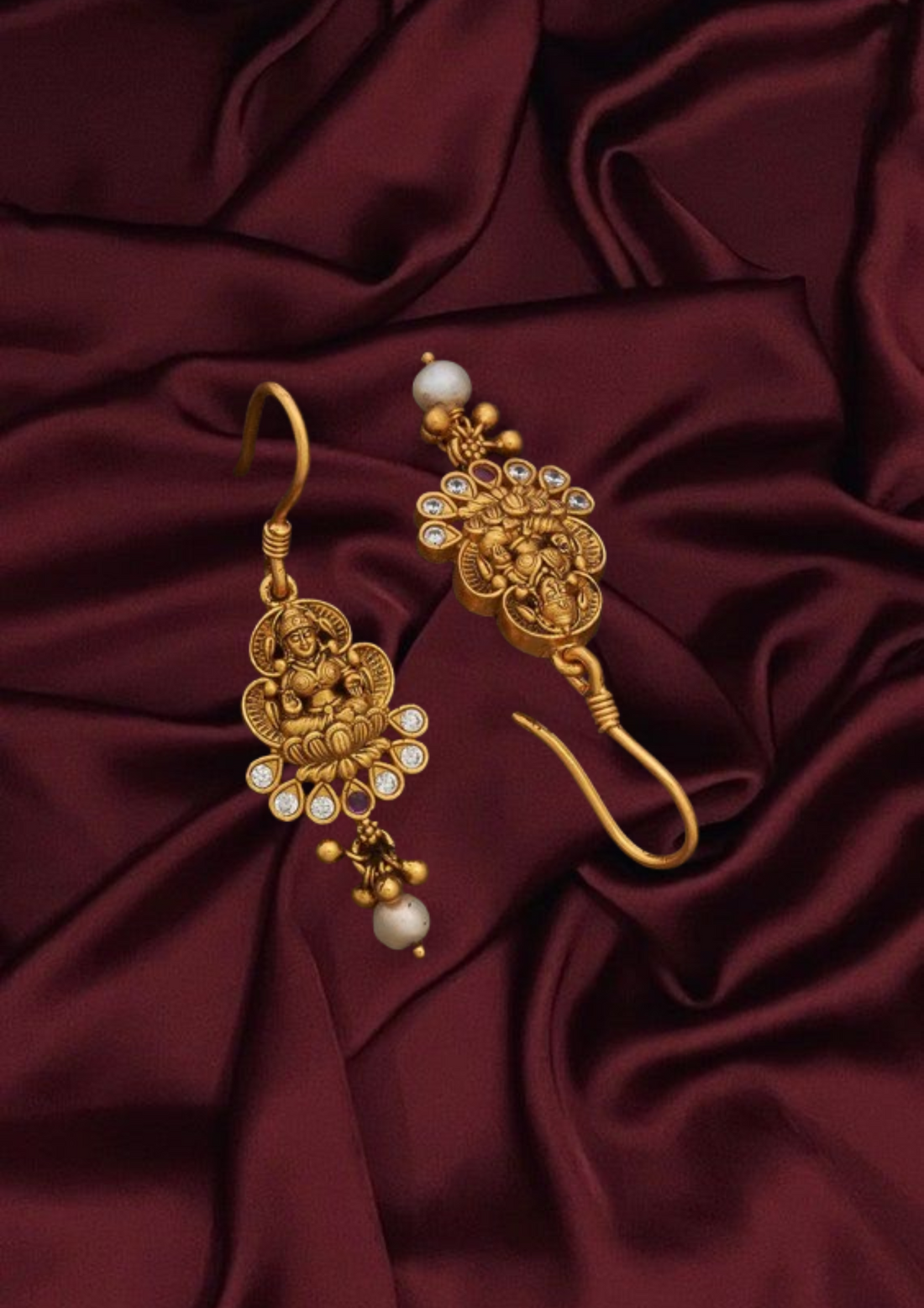 Majestic Silver Temple Earrings with  Gold Craftsmanship
