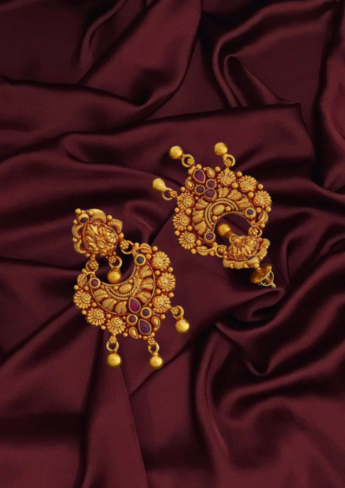 Heritage Silver Temple Necklace with Earrings Lakshmi  Motifs