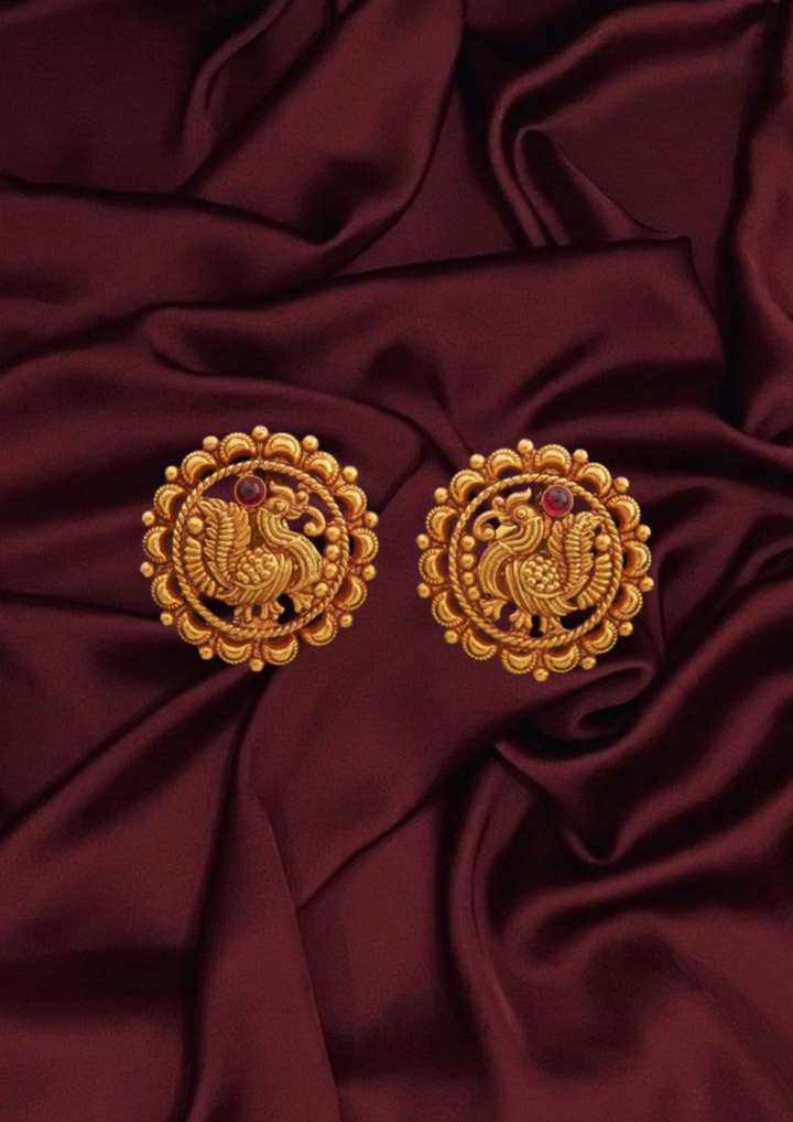 Peacock Motif Antique Silver Temple Necklace