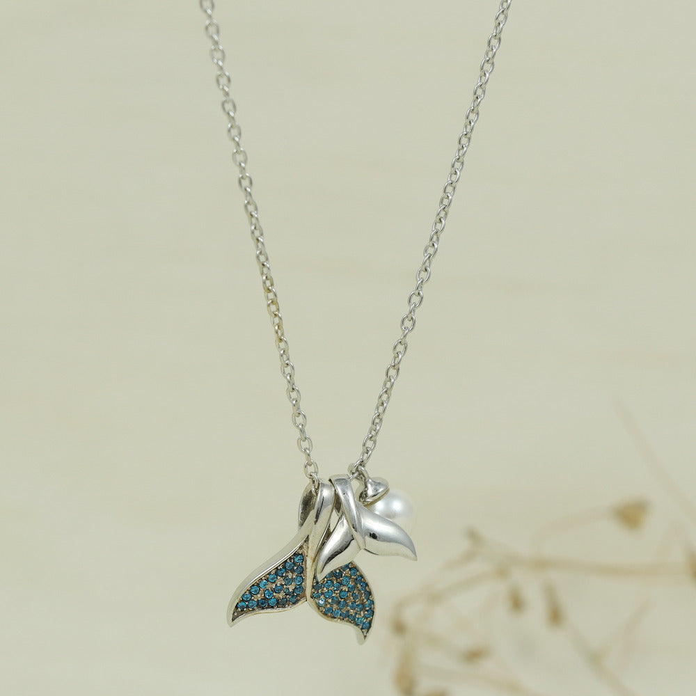 Silver Dolphin pearl Pendant