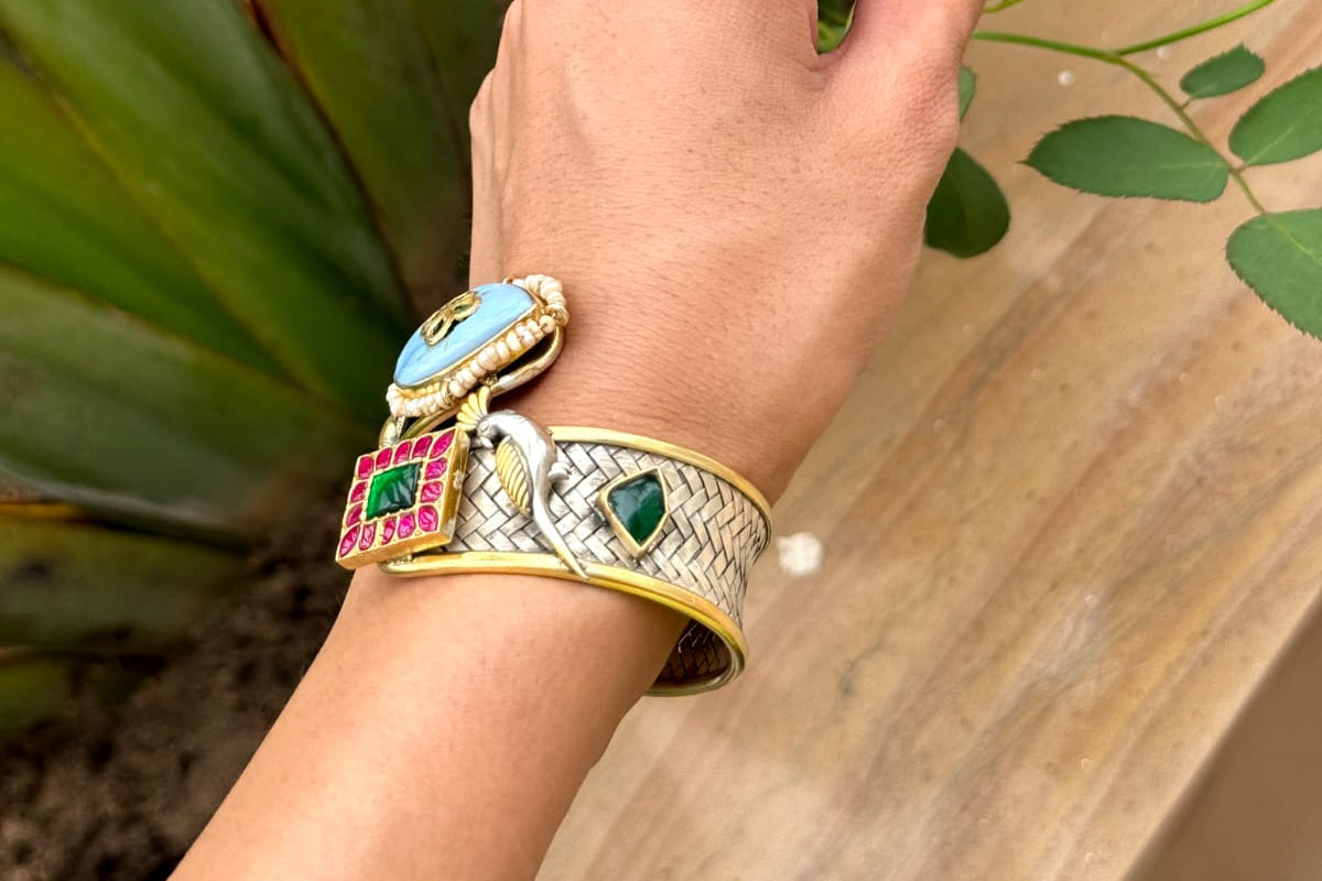 Dual Tone Stone Garden Bangle