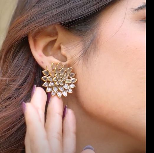 925 Silver Diamond Floral Stud Earrings