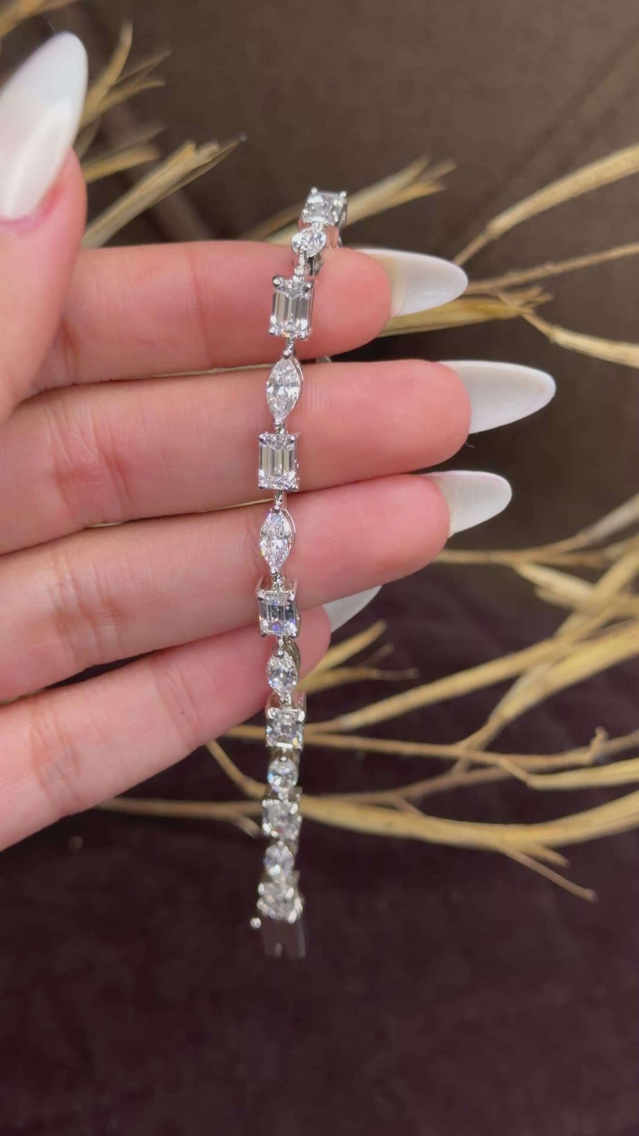 Silver radiant cut diamond tennis bracelet