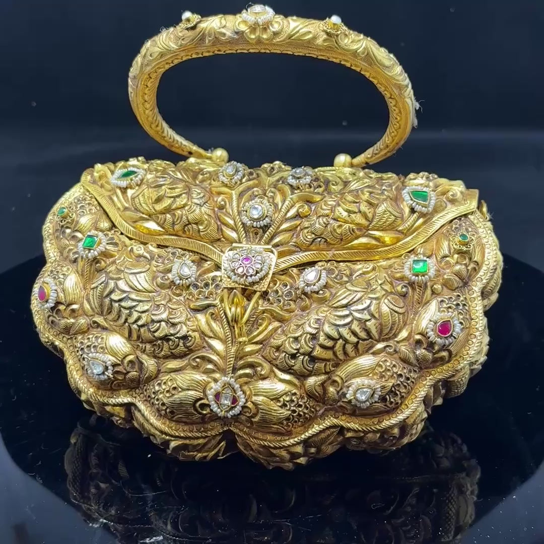 Nakshi Work Silver Gilt Clutch
