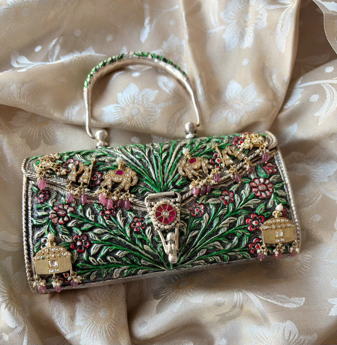 Silver Green Garden Purse