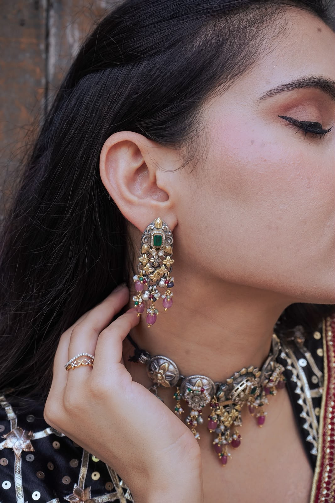 Silver Noorani choker