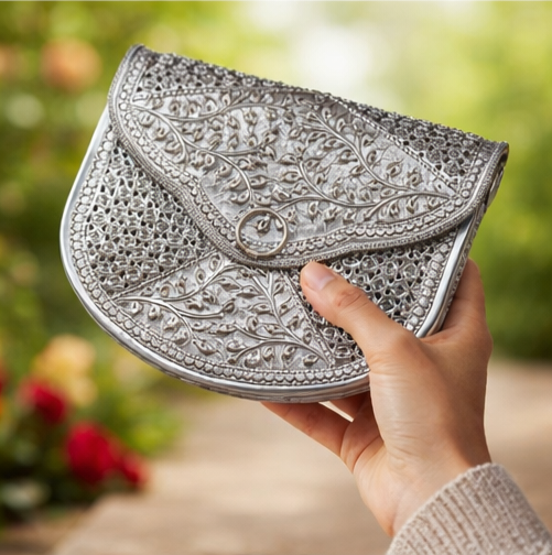 Silver Rajwadi Clutch