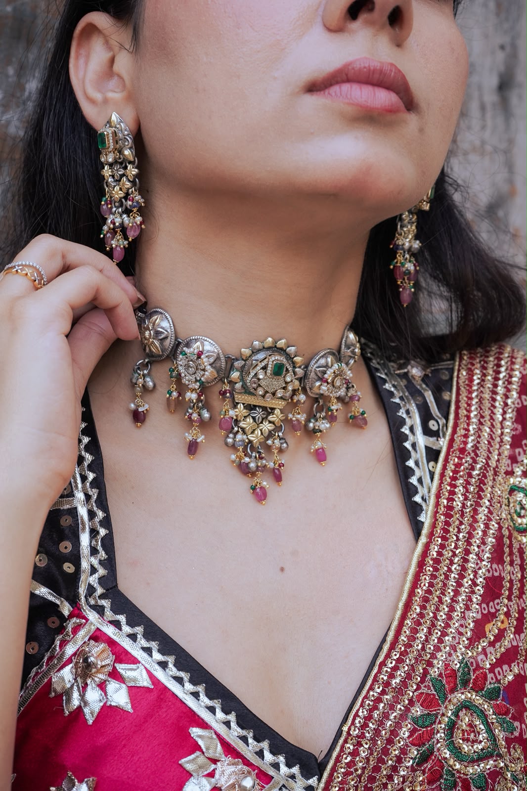 Silver Noorani choker