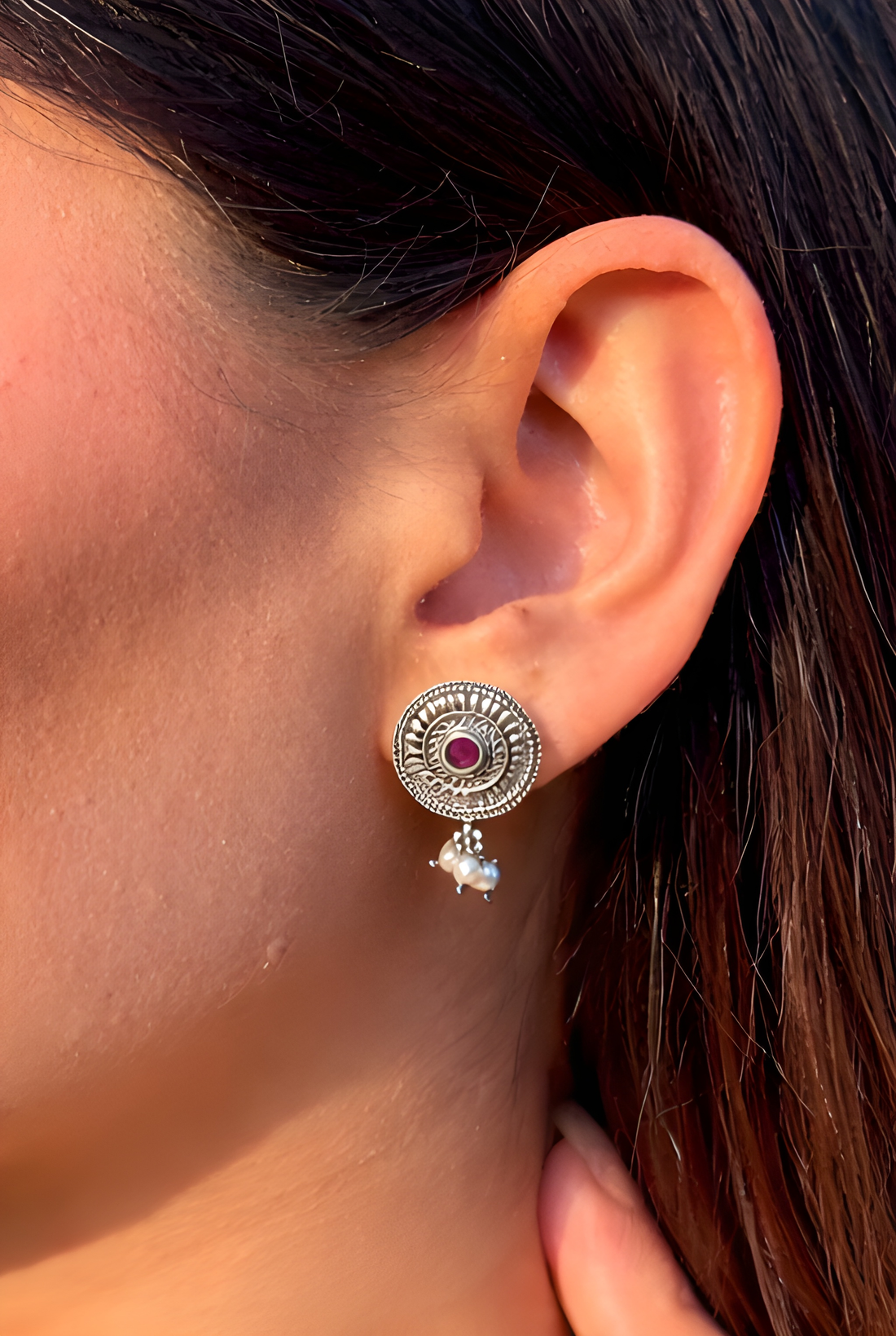 Oxidised Silver Stud Earrings