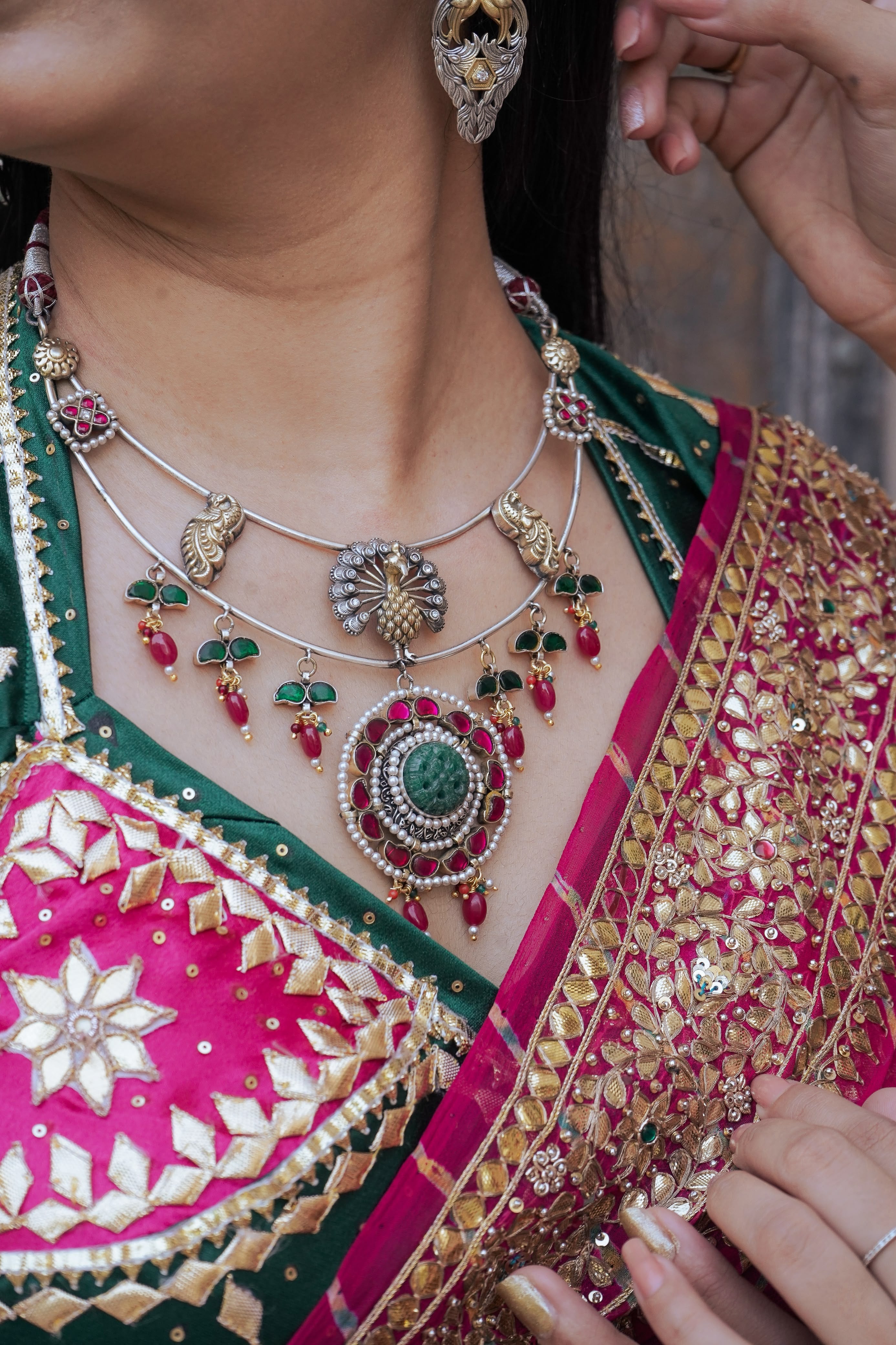 Silver Mayur Mahal Necklace