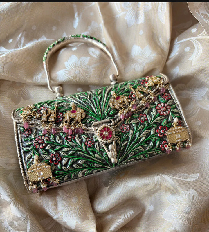 Silver Green Garden Purse