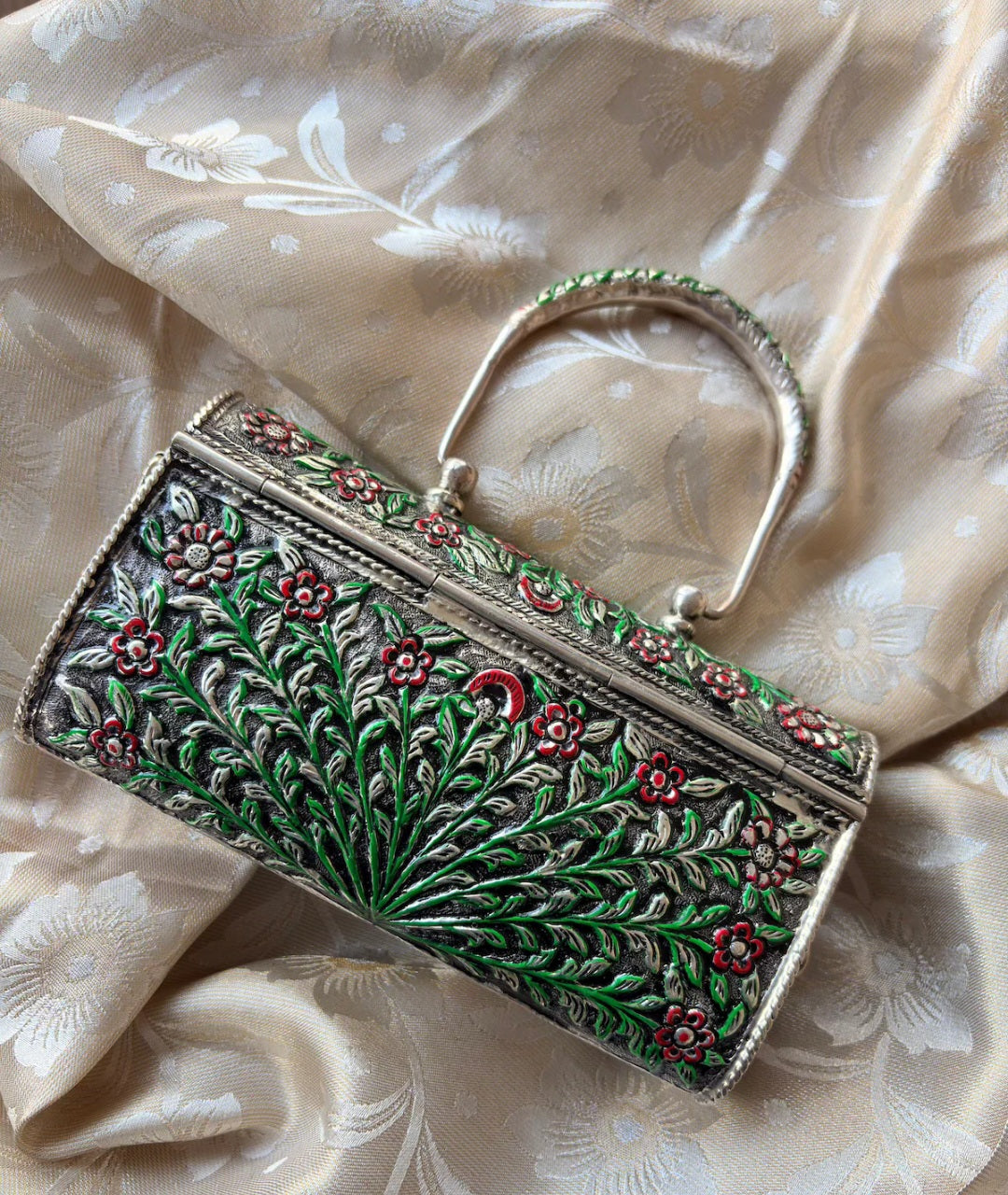 Silver Green Garden Purse