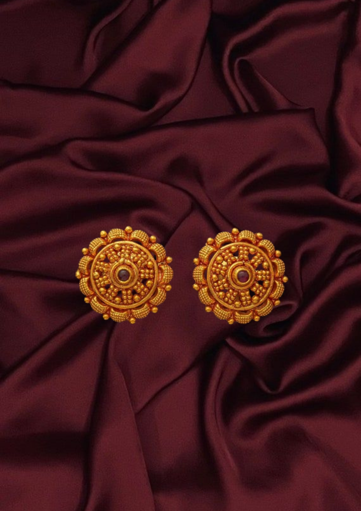 Long silver temple Necklace with spinal stone