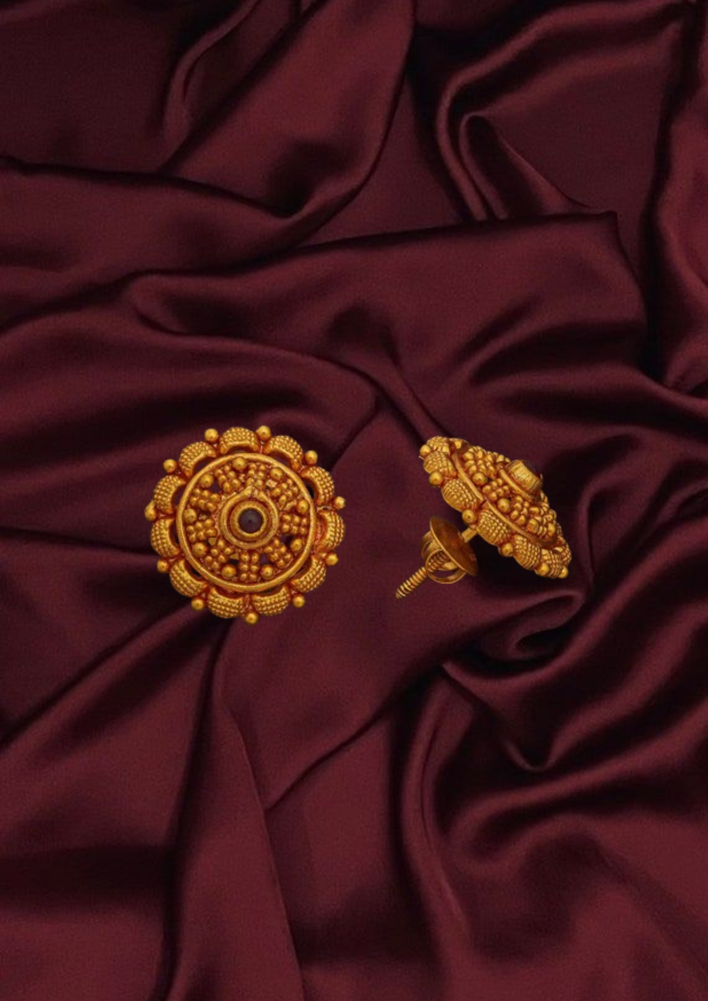 Long silver temple Necklace with spinal stone